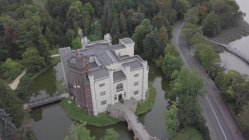Kornik Castle Facade Aerial Drone