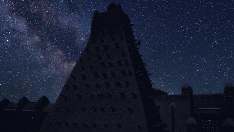 time lapse with stars, Timbuktu Mali, Africa