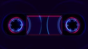 Vintage Audio Cassette Playing, Neon animation, Seamless loop