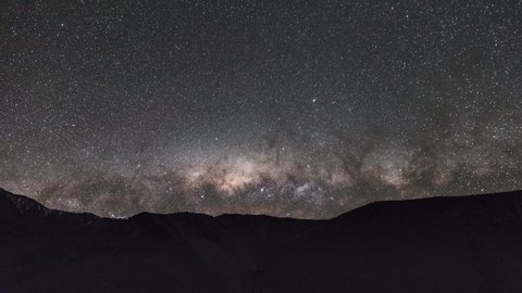 Time-lapse is showing a Milky Way center set in chilean Andes near Paso de Agua Negra.