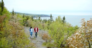 Aerial Drone, Couple at Split Rock Lighthouse State Park