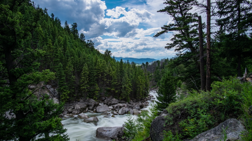 Lamar Valley Canyon Time Lapse with Clouds Moving in Summer