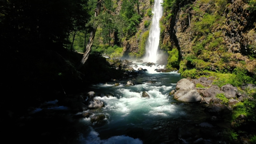 Aerial view of Mill Creek waterfall on the Rogue River in southern Oregon