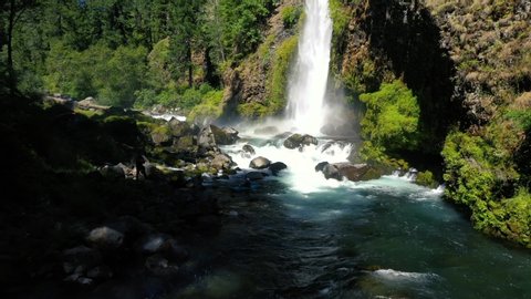 Aerial view of Mill Creek waterfall on the Rogue River in southern Oregon