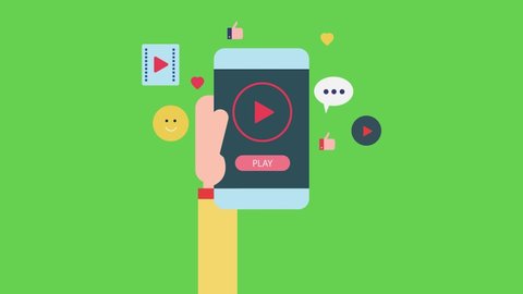 Video marketing, Playing video on mobile, Digital advertising, Social media engagement - animated video clip