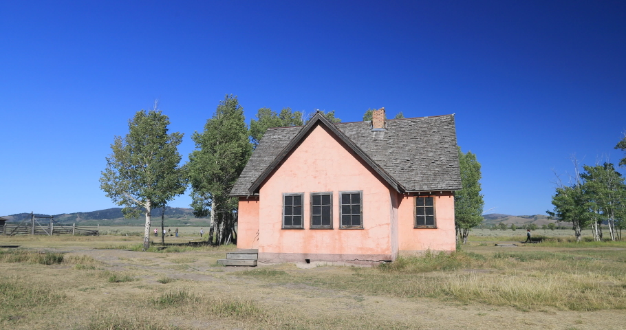 Mormon Row Jackson Wyoming old homestead Grand Teton tourist. Mountaineering, hiking, fishing and recreation. Over 2.5 million visitors a year. Geography, geology, environment, history.