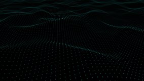 Virtual matrix green grid wave, art video illustration.