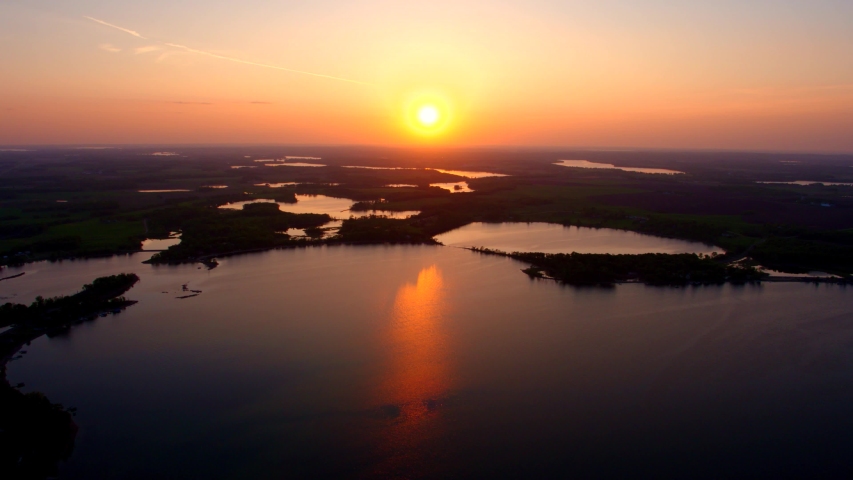 Rural Wetlands at Sunset, 4K Aerial Drone Shot