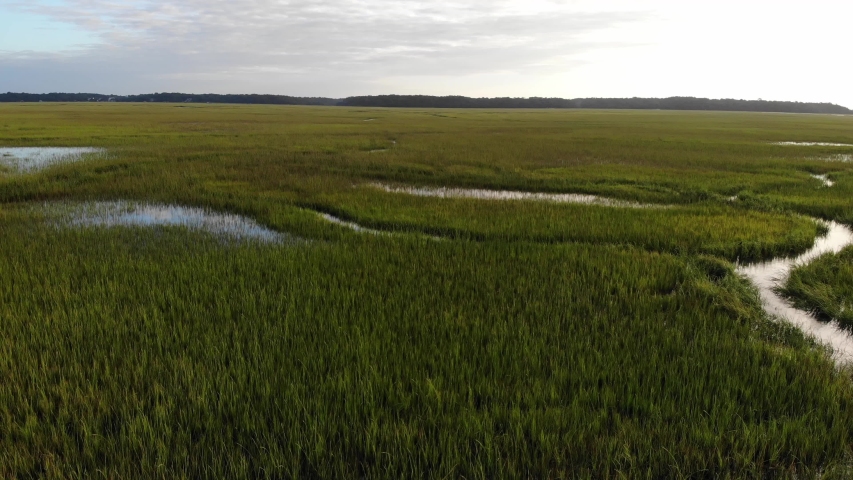 Aerial view of South Carolina estuary near Edisto Island