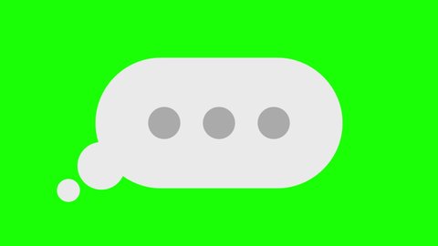 White Speech bubble chat icon isolated on green screen background. Message icon on chroma key. Communication or comment chat symbol. Sms Mms concept. 4K Video motion graphic animation. 