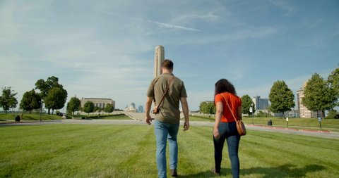 Kansas City, Missouri / USA - June 13, 2019: Couple, Tourists Visiting Kansas City National World War 1 Museum