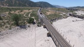 Cajon Pass/Mountain pass in California  06/16/2019 video of train ride in Mountain pass, taken by drone camera