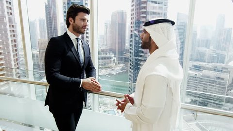 handshake American Arabic business male conference convention meeting travel