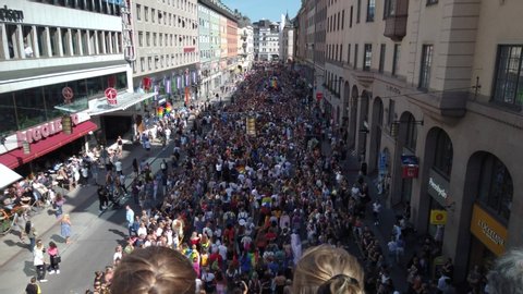 Stockholm , Stockholm / Sweden - 08 03 2019: Stockholm, Sweden, August 2019 – Stockholm Pride Parade 2019