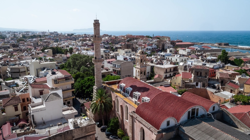 Aerial View of Chania, Church of Agios Nikolaos, Crete, Greece