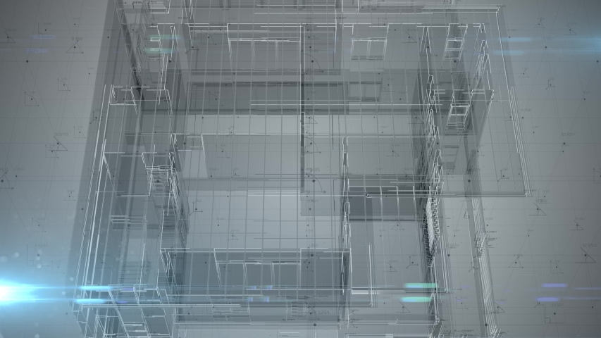 3D engineering design of house Architecture blueprint - 3d Rendering | Shutterstock HD Video #1037463779
