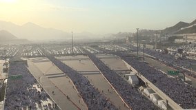 Muslim pilgrims from all over the world gathered to perform Umrah or Hajj. 
Haram Mosque in Mecca. stock video
Arabia, East Jerusalem, Persian Gulf Countries, Saudi Arabia.