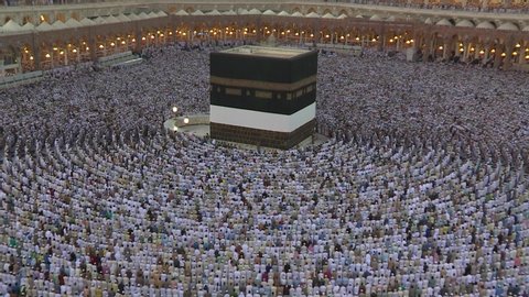 Muslim pilgrims from all over the world gathered to perform Umrah or Hajj. 
Haram Mosque in Mecca. stock video
Arabia, East Jerusalem, Persian Gulf Countries, Saudi Arabia.