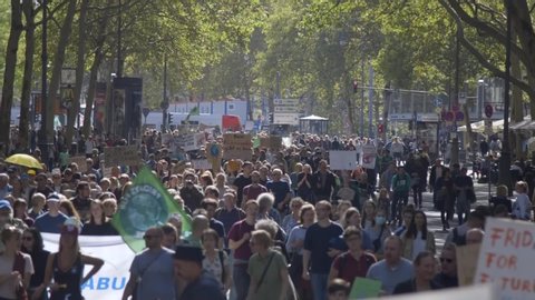 COLOGNE, GERMANY - SEPTEMBER 20, 2019: Ten thousands of people are demonstrating for a better climate alongside "Fridays For Future" during the "Alle fürs Klima" Global Climate Strike on the streets o