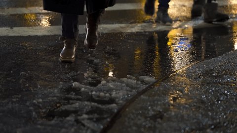 Slush on the street at night