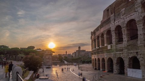Footage of Colosseum or Coliseum also known as the Flavian Amphitheatre in Italian Anfiteatro Flavio or Colosseo is an oval amphitheatre in the centre of the city of Rome Italy beautiful summer day 4k