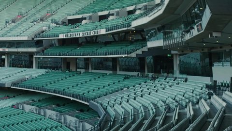 Melbourne , Victoria / Australia - 06 04 2019: The famous Melbourne Cricket Ground in Australia with an empty stadium