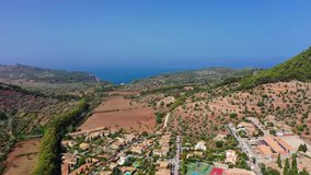 Aerial Drone video footage of Valdemossa town, Mallorca