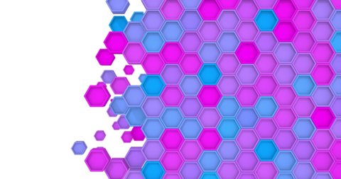 3D Abstract hexagon geometric surface loop animation. Transitions motion graphics background with mask. Seamless loop  