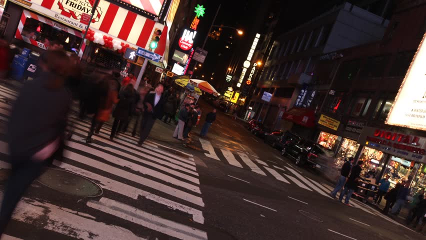 NEW YORK CITY, USA - NOVEMBER 8: In this time-lapse view, people move across