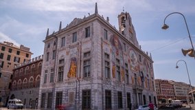 ITALY,GENOVA - Bank of Saint George or Casa delle compere e dei banchi di San Giorgio in Genoa.One of the oldest banks in Europe,famous ancient building in Old City Port