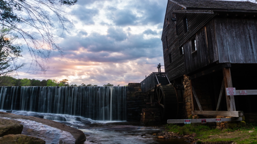 Timelapse of clouds passing over Yates Mill in Raleigh NC at sunset