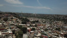 Aerial footage of bridge in Santo Domingo