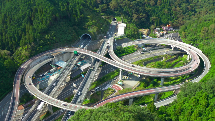 Junction Of Freeway Aerial View Stock Footage Video 100 Royalty Free Shutterstock