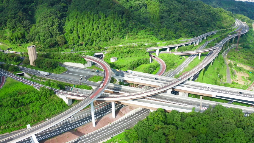 Junction Of Freeway Aerial View Stock Footage Video 100 Royalty Free Shutterstock