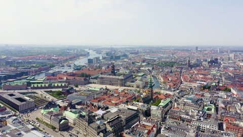 Copenhagen, Denmark. Royal Palace Christiansborg, Christiansborg Slotsplads, Aerial View