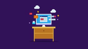 Flat design animation of Digital marketing, Marketing startup, Website strategy, online advertising - conceptual animated video clip