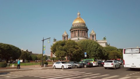 Saint-Petersburg, Russia - Circa September 2019. View of St. Isaacs Cathedral in sunny day.