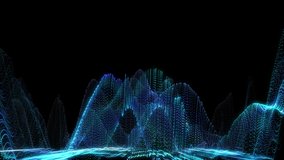 4K 60fps Abstract loopable blue cg motion waving dots texture with glowing defocused particles. Cyber technology digital landscape background. 3840x2160 uhd - Powered by Shutterstock - Get 15% off with code: PIKWIZARD15