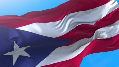 Puerto Rico flag video waving in wind 4K. Realistic Puerto Rican background. Puerto Rico background looping 3840x2160 px.