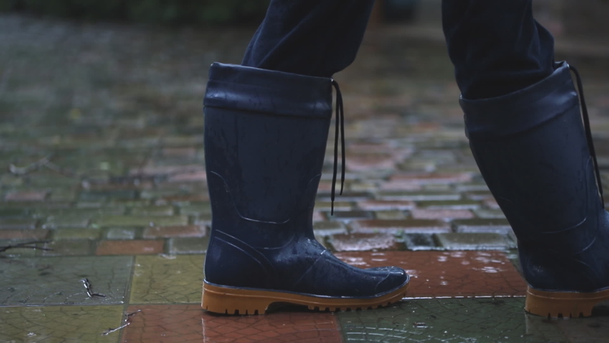 dark blue rain boots