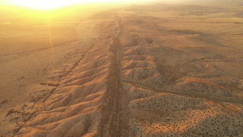 Aerial shot of a small section of the San Andreas Fault to the North West of Los Angeles