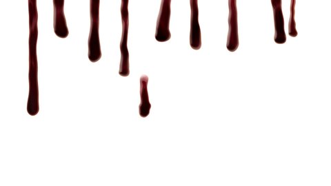 Blood dripping down over white background