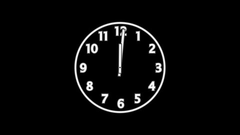 Spinning clock in 12 hour seamless loop. (full HD 1920x1080 30fps).