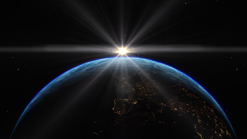 Beautiful sunrise over Europe seen from space. Hope concept | Shutterstock HD Video #1037705813