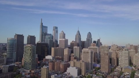 Philadelphia/Pennsylvania  09/17/2019 video from Philadelphia,taken by drone camera,in this video we can watch the skyscraper skyline in philadelphia