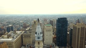 Philadelphia/Pennsylvania  09/17/2019 video from Philadelphia,taken by drone camera,in this video we can watch the skyscraper skyline in philadelphia