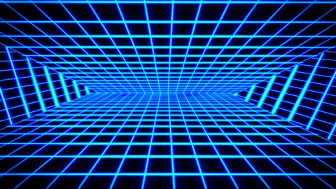 Blue Retrofuturistic 80s Synthwave Grid Background Stock Footage Video ...