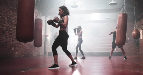 Group of people in a boxing fitness class