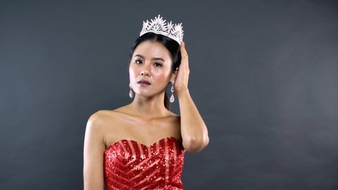 Beauty pageant winner at a photo shoot
