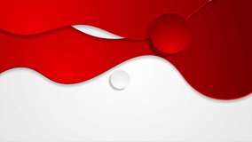 Contrast red and white curved waves pattern. Abstract corporate wavy motion background with circles. Video animation Ultra HD 4K 3840x2160